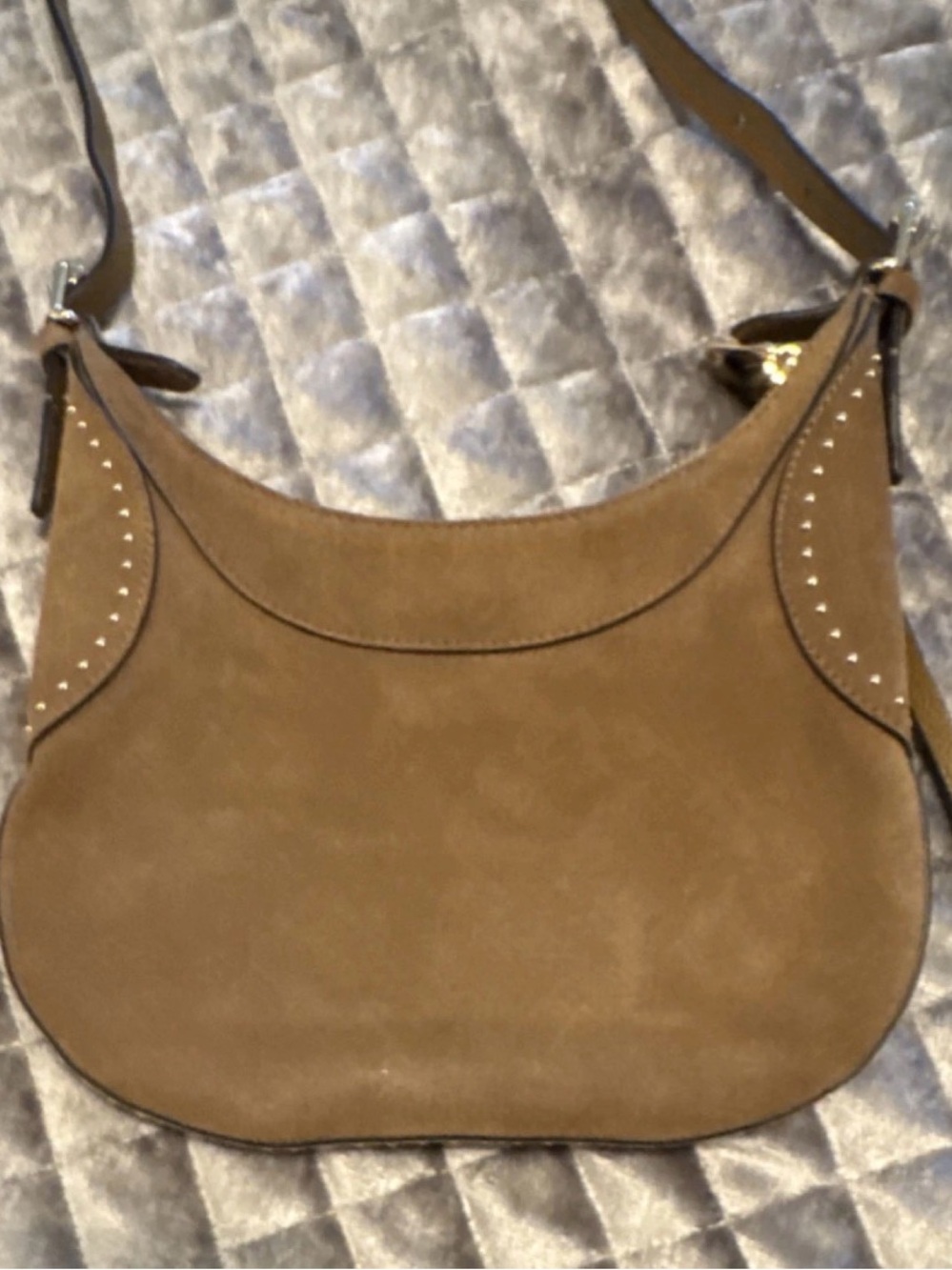 Rebecca Minkoff Brown Suede Shoulder Bag with Stud Detail